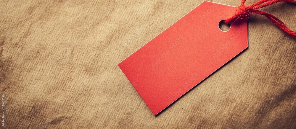 Poster red bookmark on soft textured vintage paper with space for text and creative design elements in a wa