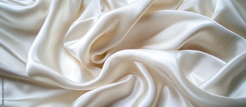 Aufkleber Elegant smooth white silk fabric draping in soft waves creating a luxurious and glamorous background for various design projects