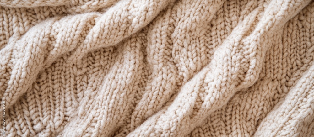 Poster beige knitted rustic wool fabric background showcasing a warm wheaten texture perfect for cozy and s