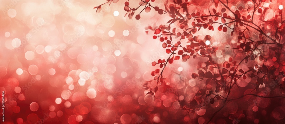 Aufkleber red bokeh background with delicate branches creating an enchanting atmosphere ideal for holiday or r