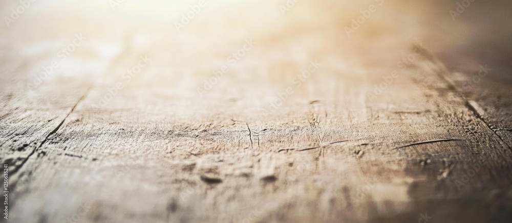 Poster worn wooden surface with scratches and a warm light ambiance creating a rustic and vintage aesthetic