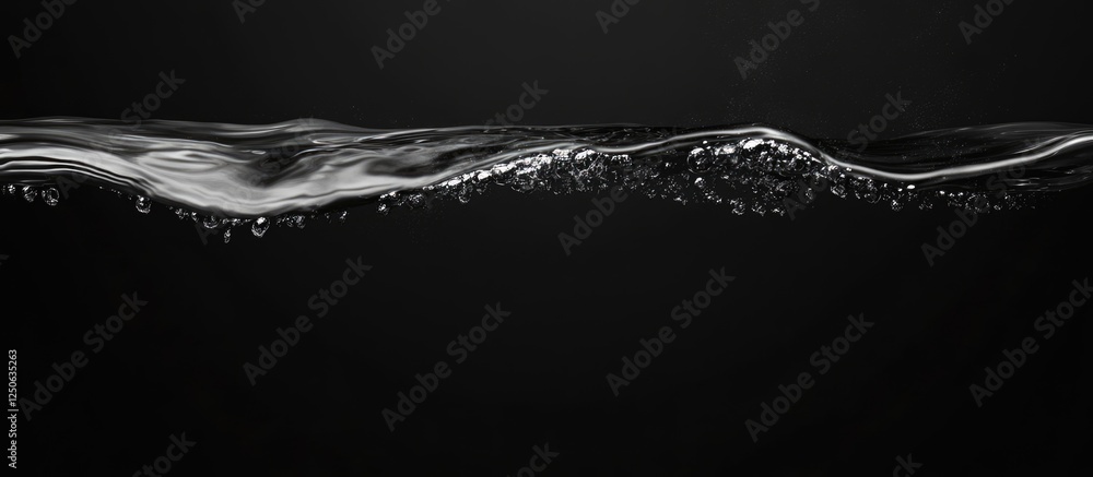 Aufkleber Rippled Black Liquid Background with Fluid Texture and Negative Space for Text Overlay