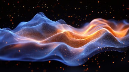 Obraz premium The tranquil beauty of dust particles illuminated softly, creating a serene atmosphere on a black backdrop