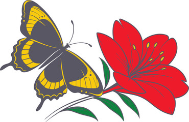 A butterfly resting on a flower .eps