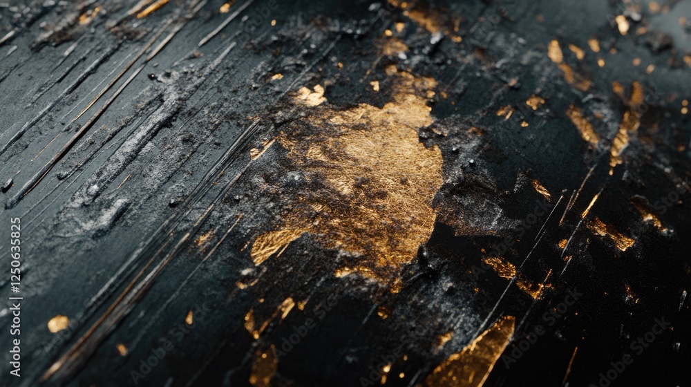Poster Close Up of an Aged and Weathered Metal Surface with Scratches and Rust Patterns