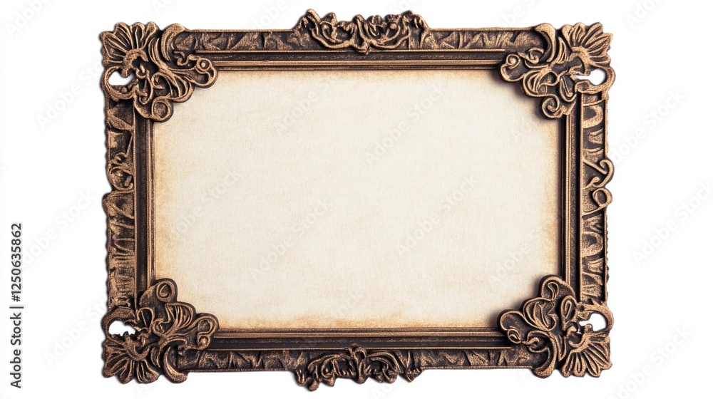 Poster vintage ornate scrapbook frame with decorative edges isolated on white background for creative desig