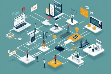 Obraz premium Digital Workflow Model: A Business Concept of Efficiency and Success, 