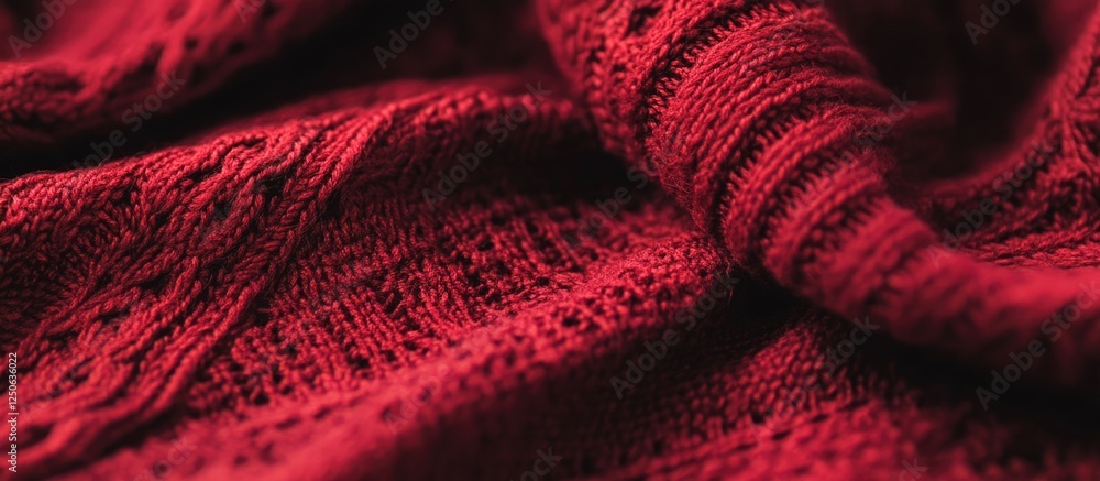 Poster textured red fabric background with intricate patterns showcasing the depth and richness of the mate