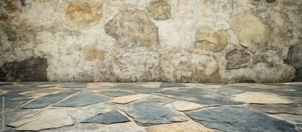 Poster stone floor and grunge wall texture for backgrounds and designs in architecture and interior decor a