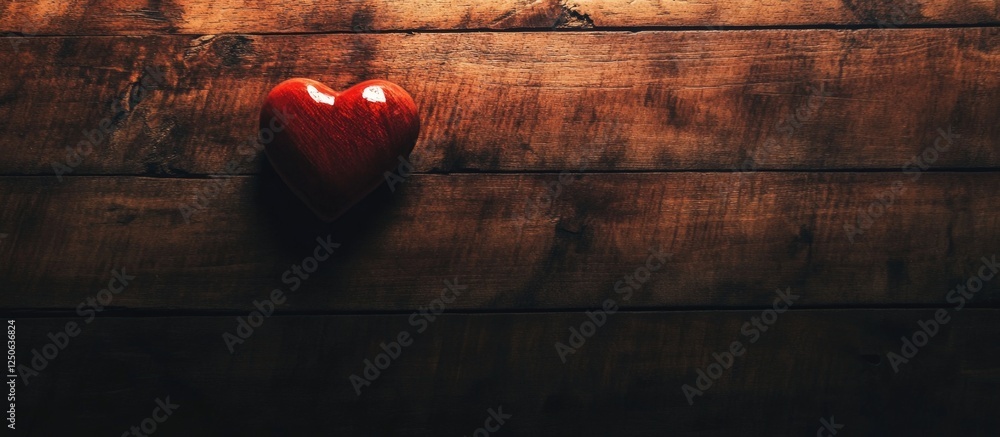 Aufkleber red heart on rustic wooden desk symbolizing love and affection creating a warm emotional atmosphere 