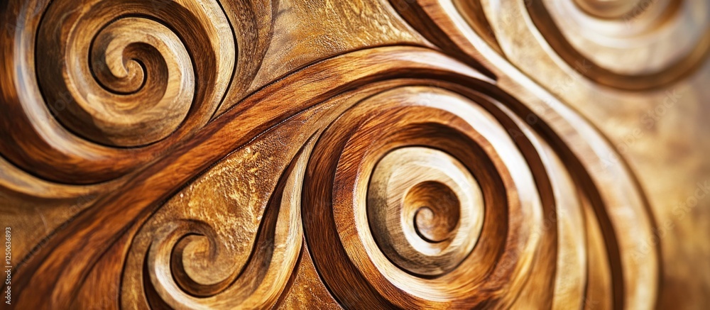 Poster intricate carved wood texture with swirling patterns showcasing natural grain and artistic craftsman