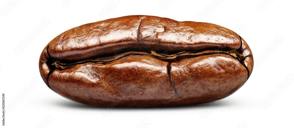 Aufkleber Roasted coffee bean isolated on white background showcasing rich texture and color with clipping path for versatile design use.