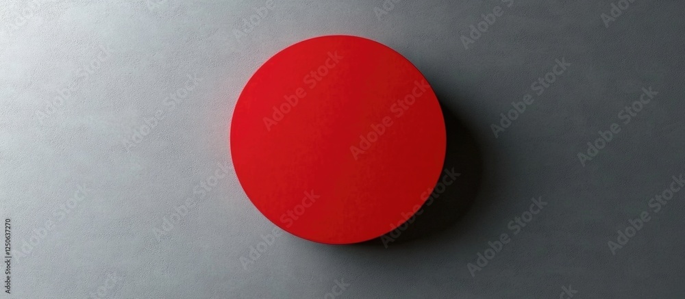 Poster red circular shape on a textured gray background showcasing simplicity and modern design aesthetic i