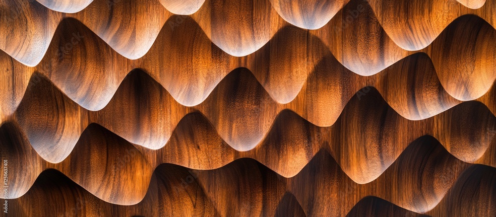 Poster textured pressed wooden panel background with wave-like patterns in warm tones suitable for design a