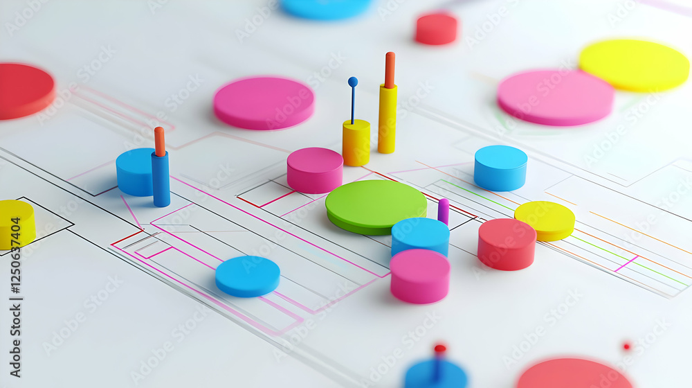 Poster colorful 3d geometric data visualization chart