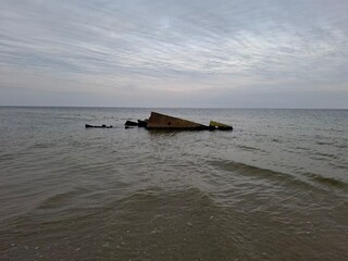 sunken boat on the beach