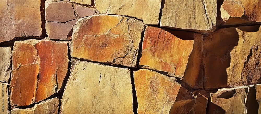 Poster Sandstone wall texture natural background with intricate patterns and warm earthy tones for design and architectural projects
