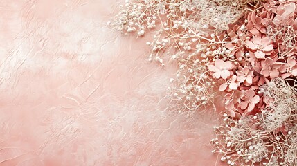 Fototapeta premium Delicate Pink Flowers and White Branches on a Textured Background