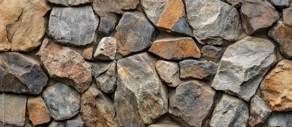 Aufkleber Textures of irregularly shaped rocks creating a natural stone wall background suitable for design and architectural projects.