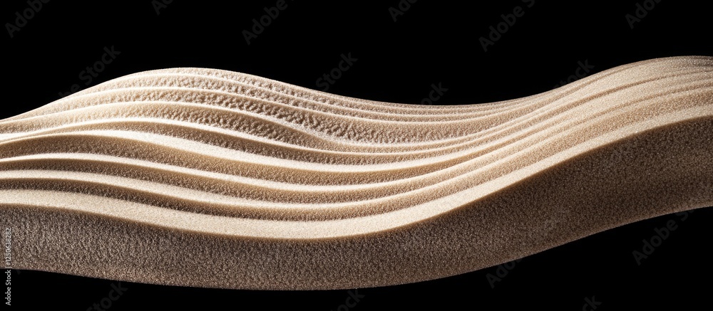Aufkleber Abstract sandy wave formation on a black background highlighting the texture and fluidity of sand dunes in a dynamic composition.