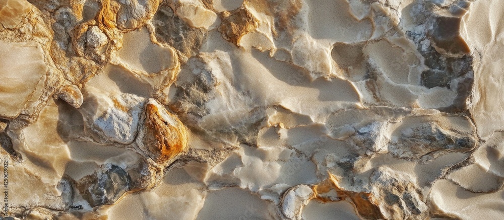 Poster Textured rock patterns in sand showcasing natural earth tones and intricate formations suitable for backgrounds and design projects.