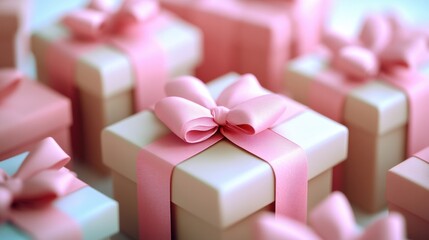 Soft Pink Gift Boxes with Delicate Ribbons for Special Occasions