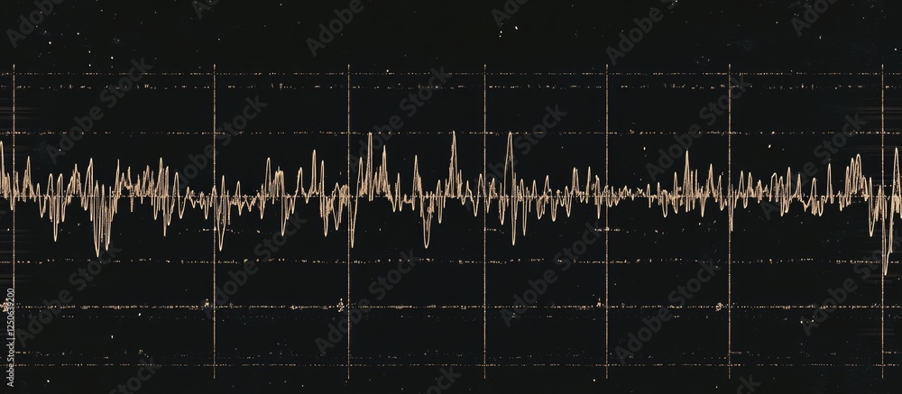 Poster Reversed EEG Signal Visualization on Dark Background with Space for Custom Text or Annotations