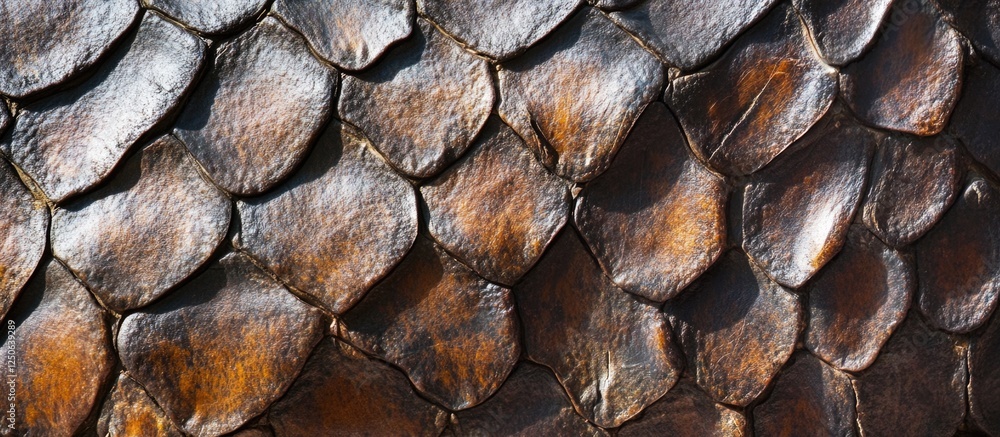 Aufkleber Textured close-up of the unique scale-like bark of an ancient tree showcasing rich earthy tones and natural patterns.