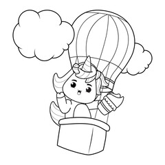 Valentine Day Coloring Page with cute unicorn
