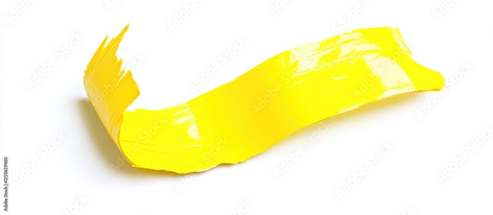 Poster Ripped yellow tape on white background with blank space for text showcasing abstract communication and paper texture concept
