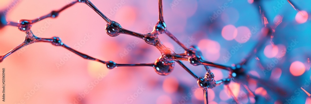 Poster Futuristic Neon Network Metallic Node Structures on Gradient Background - Tech Content and Digital Marketing for Decentralized Computing Efficiency