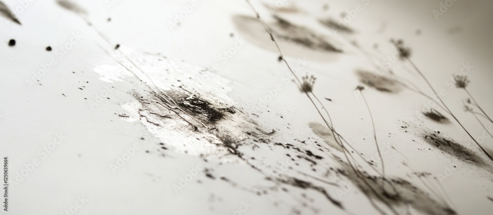 Aufkleber Abstract white paper background with scratched surface showing metal stains and smudges, creating a textured artistic effect.