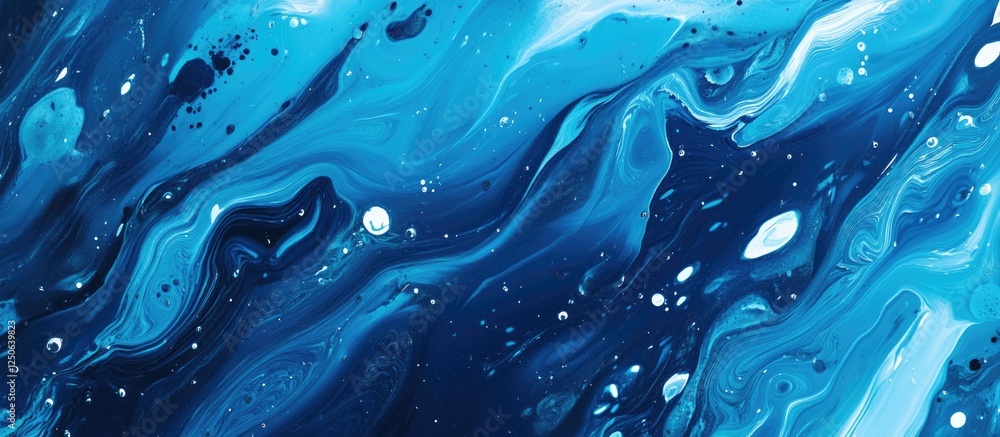Aufkleber abstract ocean waves in deep blue tones with fluid motion and textures resembling water splashes and