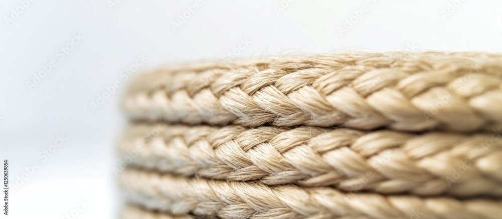 Aufkleber roll of natural twine cord showcasing intricate braided design isolated on a clean white background 