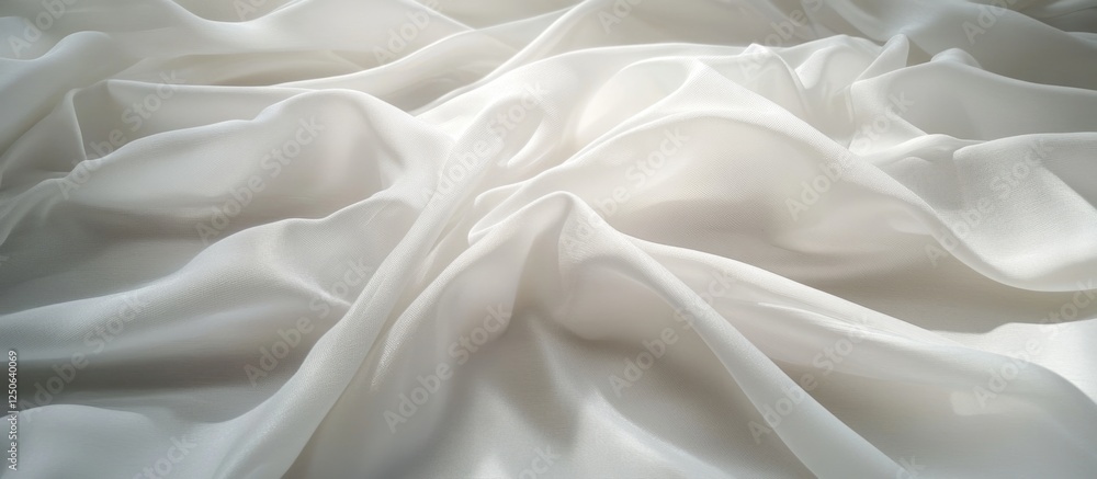 Aufkleber Soft white fabric texture with ripples and gentle folds, ideal for backgrounds and elegant design projects.