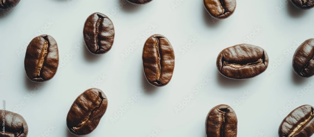 Poster roasted coffee beans arranged in a decorative frame on a clean white background for a visually appea