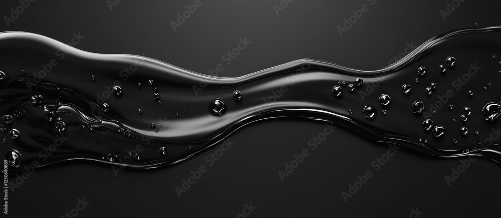 Aufkleber Black Liquid Ripple Effect Background with Smooth Waves and Space for Text or Graphics in a Modern Design Context