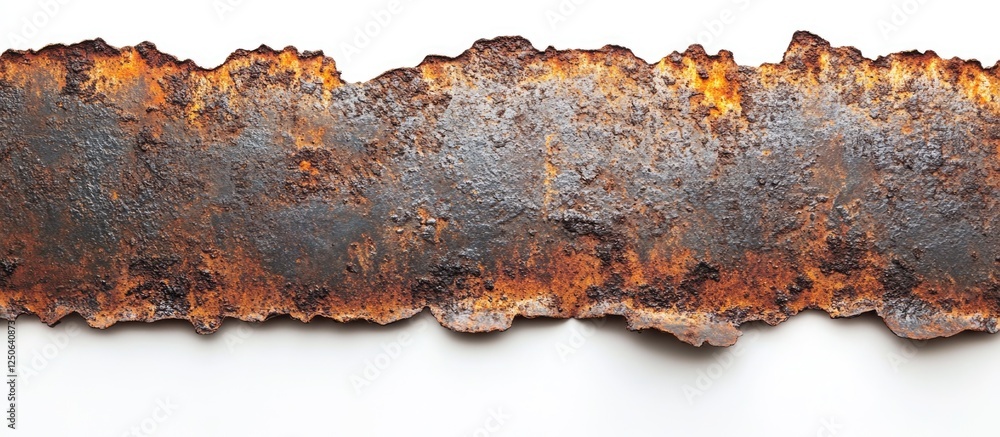 Poster Rusty Metal Texture on White Background for Industrial Design and Blank Text Space Use