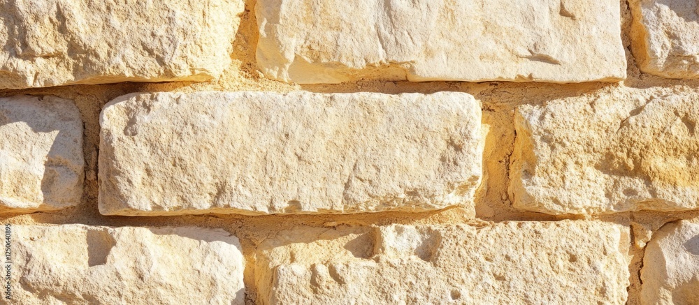 Aufkleber Sandstone brick wall texture with varying tones showcasing natural patterns and colors ideal for backgrounds in design projects.