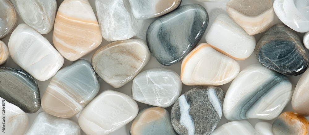 Poster smooth multi-colored sea pebbles stone texture background for creative design and natural decor them