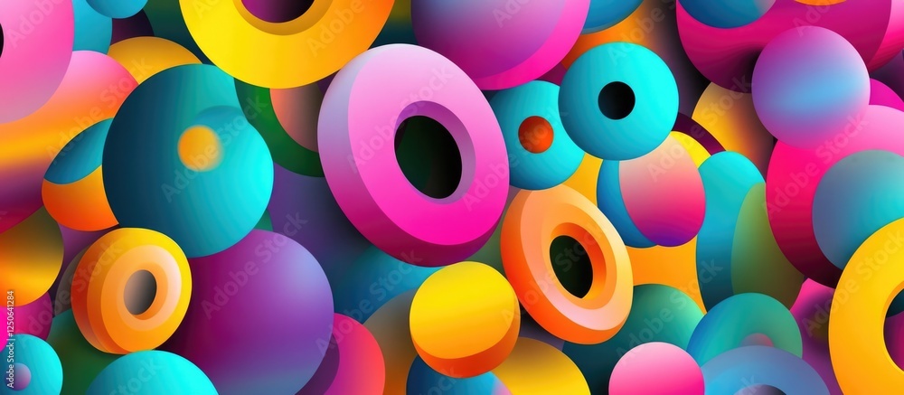 Aufkleber Colorful abstract background with vibrant circles in various sizes and shades creating a lively and dynamic visual effect.