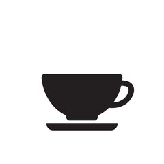 Cup and saucer icon with handle and plate for serving hot beverages