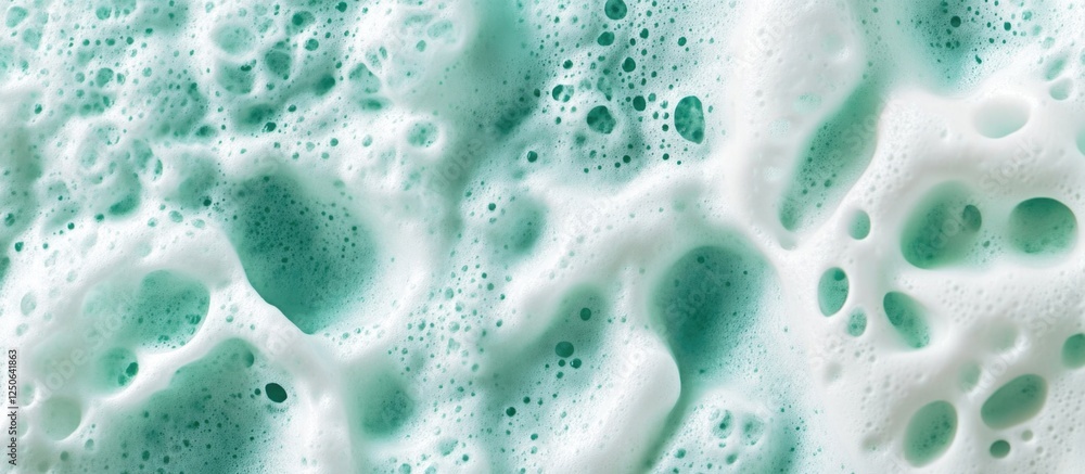 Poster Aqua sea foam texture abstract background with bubbles suitable for design projects and artistic backgrounds.