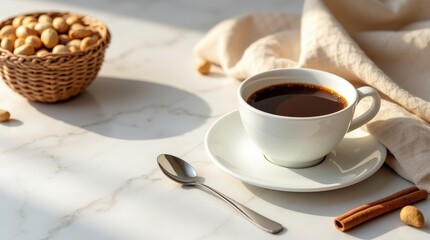 Enjoying Angolan coffee with cashew flavor in a relaxing setting