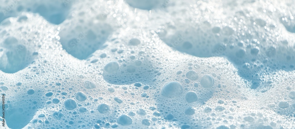 Poster Close-up of sea foam with sunlight reflection creating a serene water texture in a natural coastal environment.
