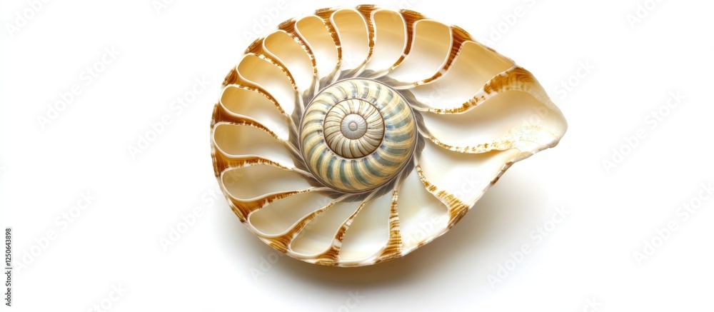 Poster nautilus shell isolated on white background showcasing intricate patterns and natural beauty of mari