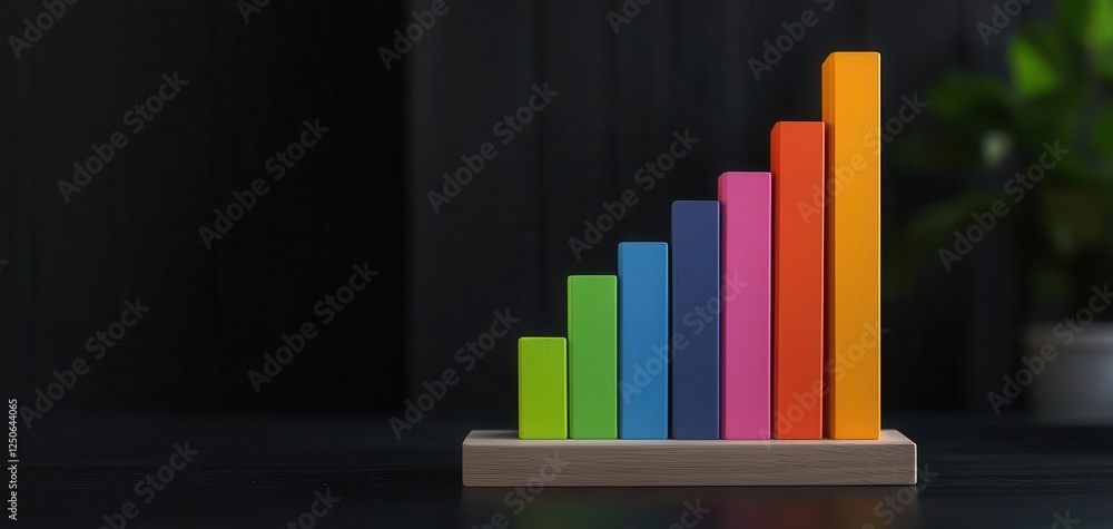 Poster inventory management stock tracking. bright 3d bar chart tracking stock movement trends and predicti