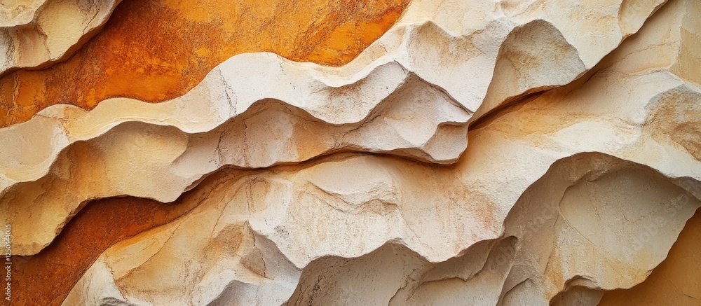 Poster Textured sandstone surface with layered patterns showcasing natural earthy tones and organic shapes ideal for background or design use