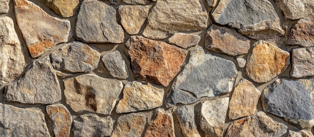 Poster natural stone wall texture with varied colors and shapes ideal for backgrounds in design, architectu