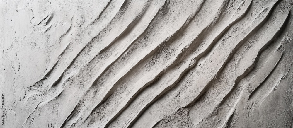 Aufkleber Textured scratched cement wall with wavy patterns showcasing a blend of light and shadow for an artistic architectural background.